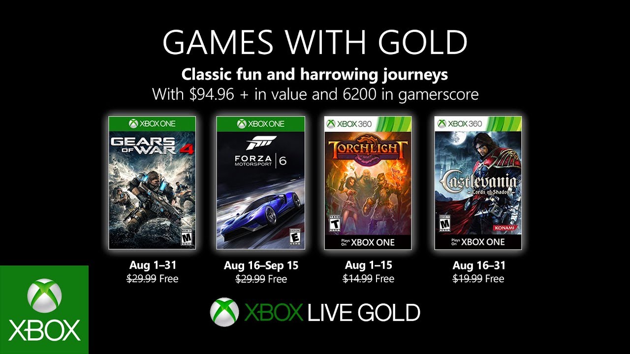 Představena srpnová nabídka Xbox Live Gold