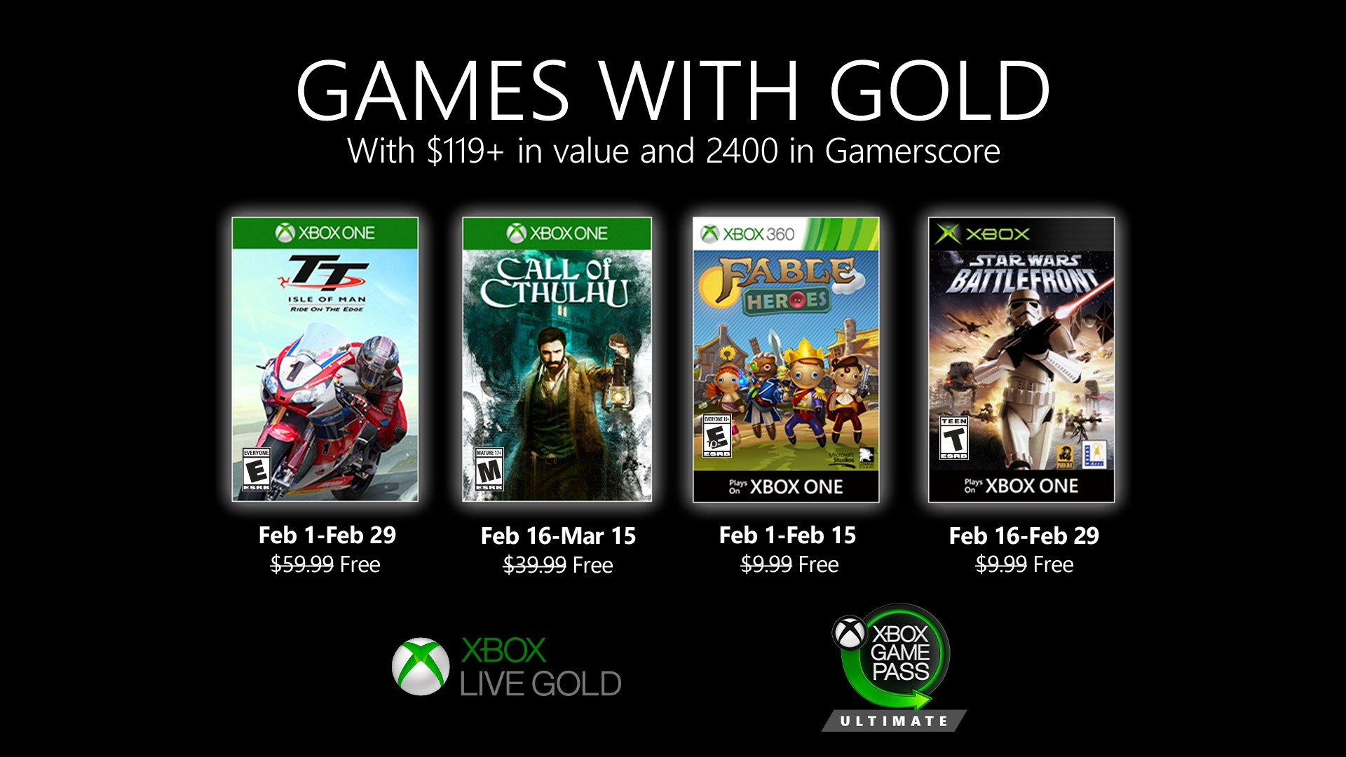 Představeny únorové hry pro předplatitele Xbox Live Gold