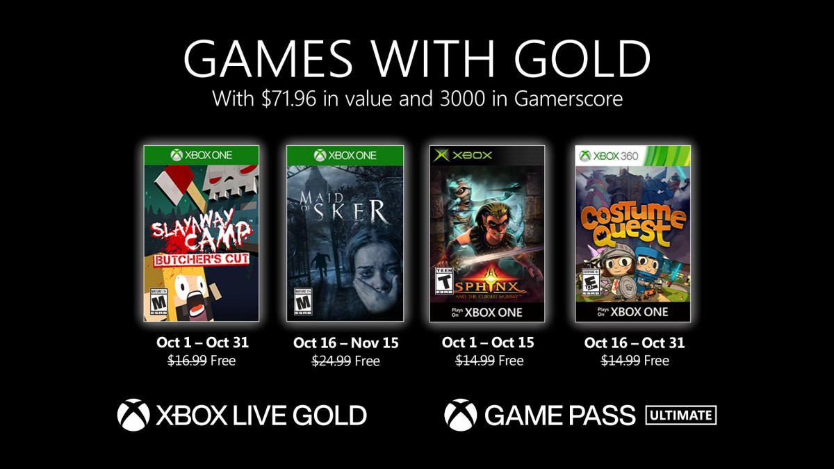 Oznámeny říjnové hry pro Xbox Live Gold (2020)
